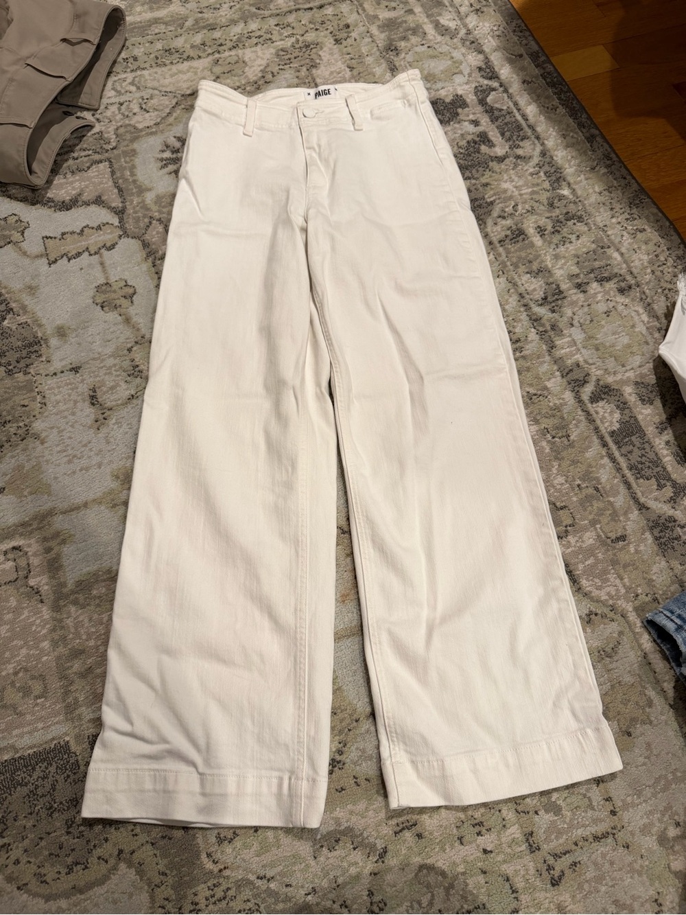 PAIGE Off-White Wide Leg Jeans